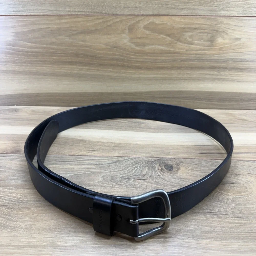 Carhartt Mens Belt Size 44 Black Leather Casual Work Farm Minimalist Outdoor